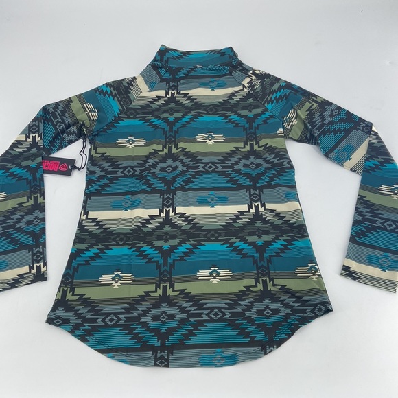 Rock & Roll Denim Men Pullover Green Aztec Pattern August Small - Picture 3 of 11